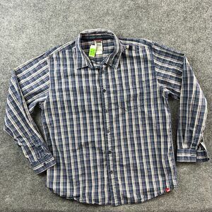 North Face Shirt Adult Large L Plaid Blue Gray Long Sleeve Casual Button Up Mens
